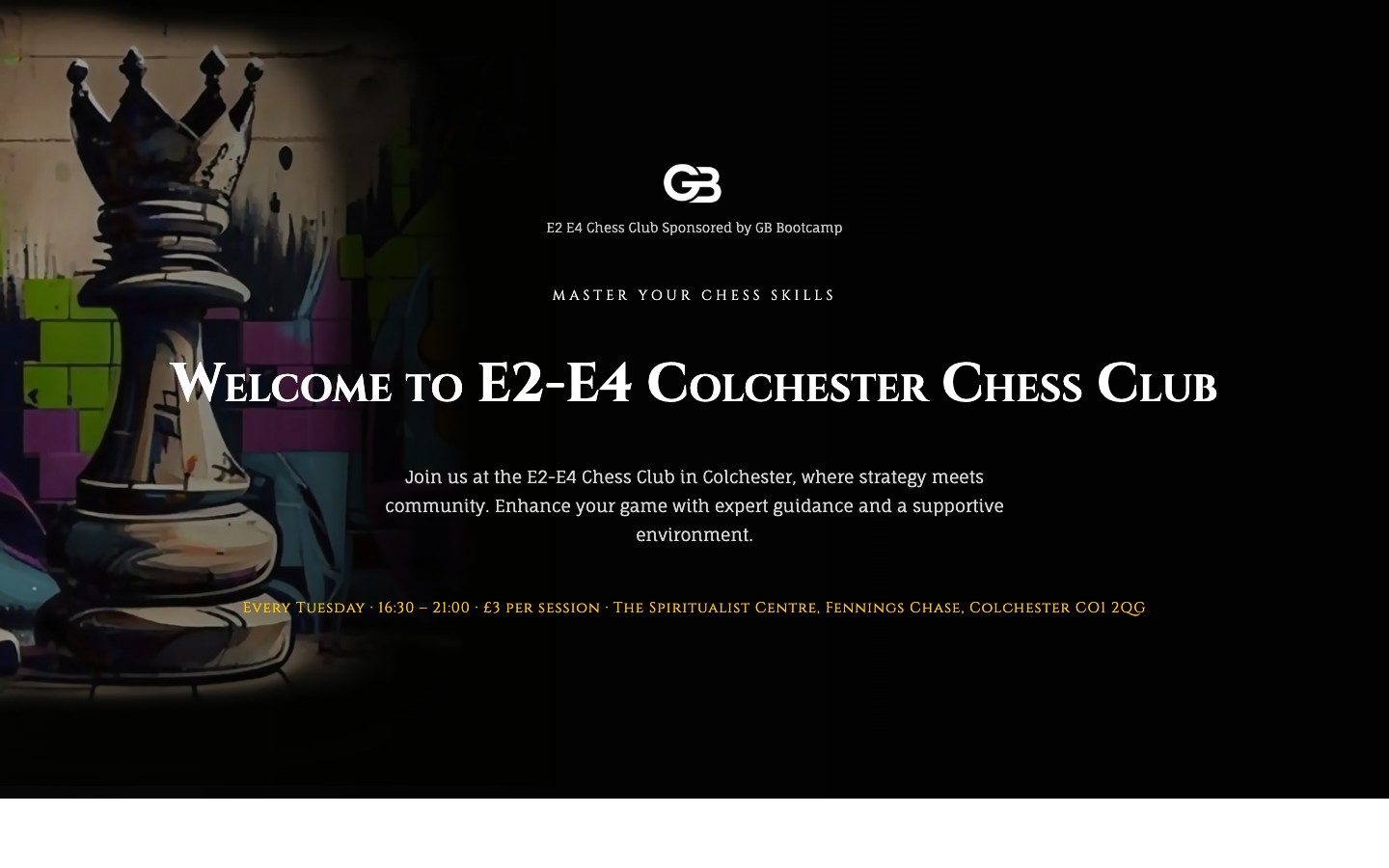 E2-E4 Chess Club website screenshot
