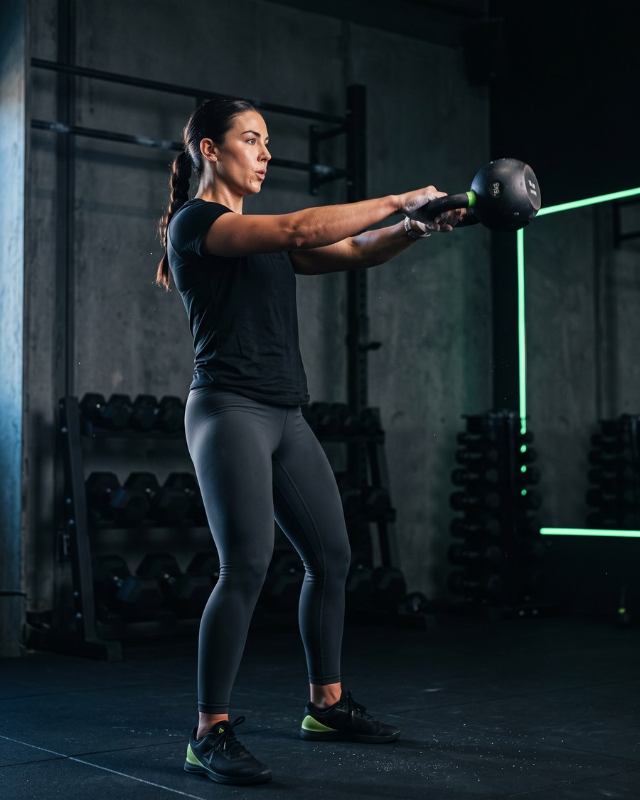 Personal trainer demonstrating exercise form