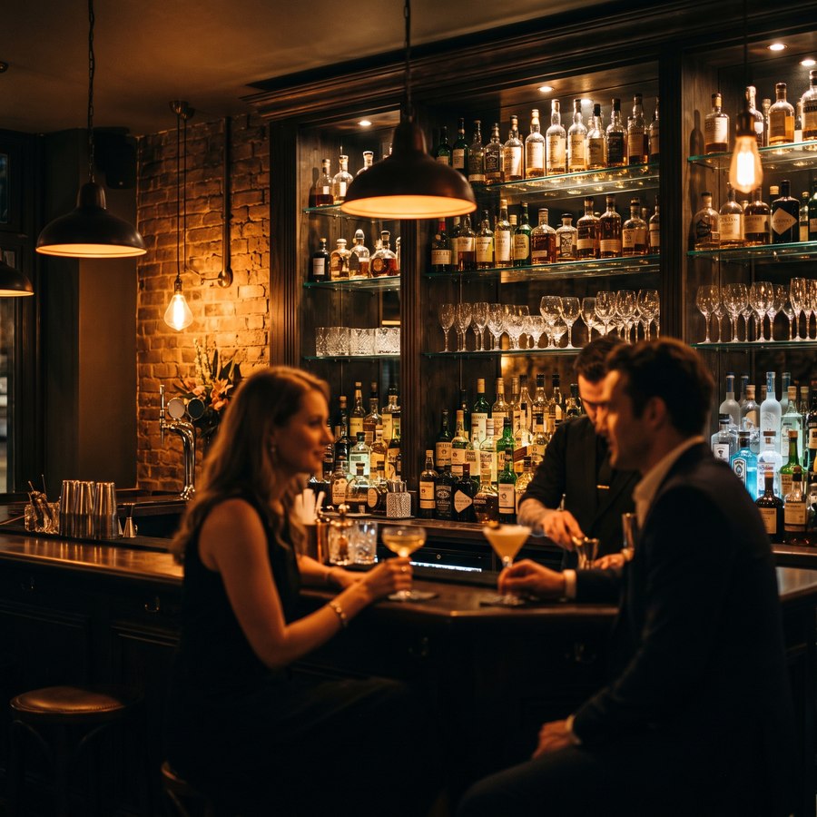 Restaurant bar with mood lighting