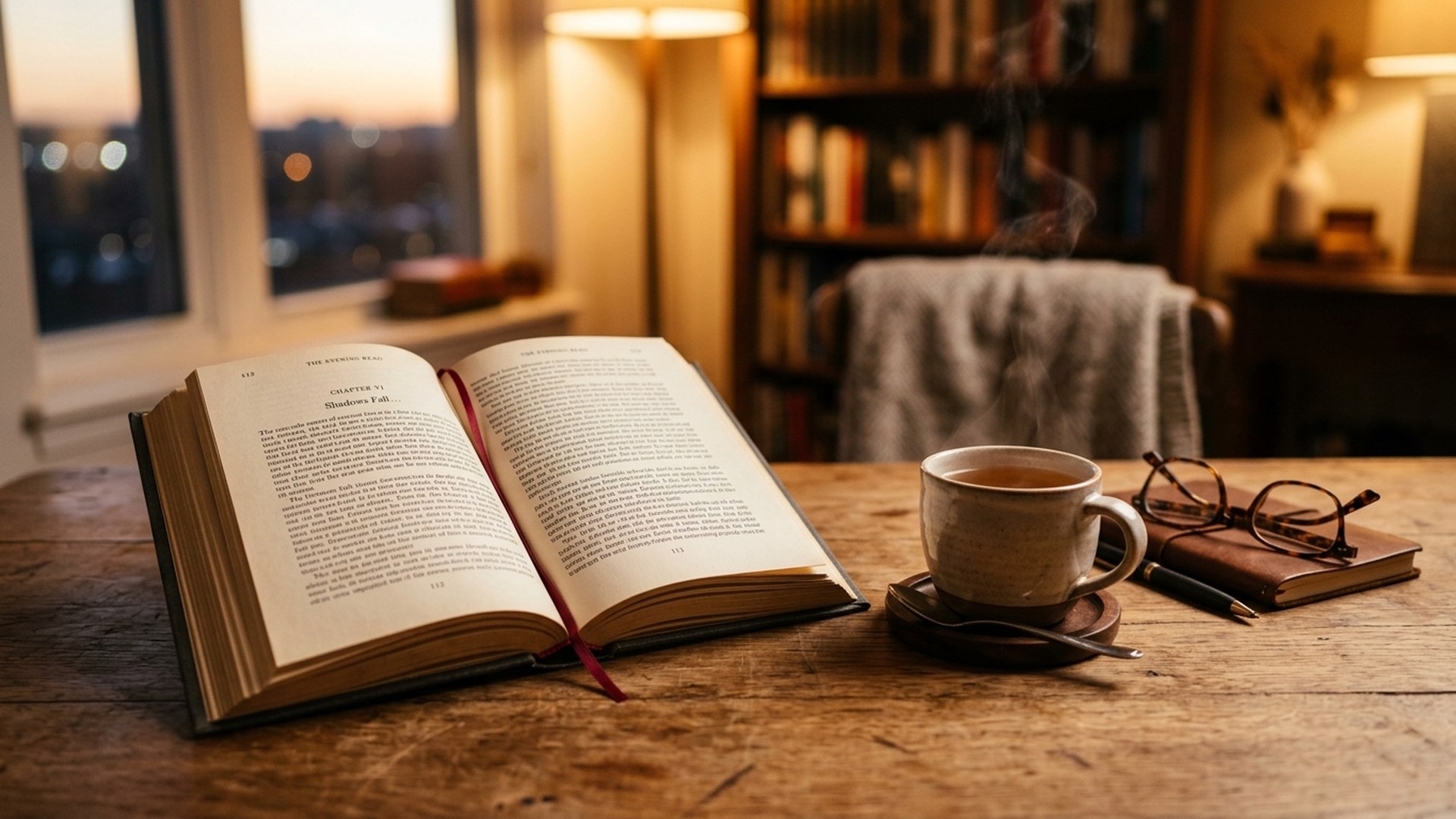 Open book in atmospheric lighting